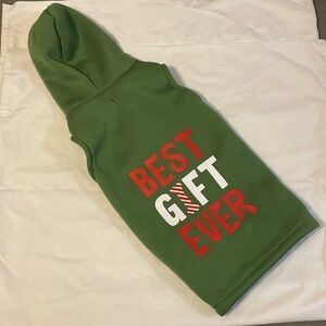 Cute Green Holiday Dog Hoodie M